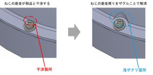 座金回りの浅ザグリ前後