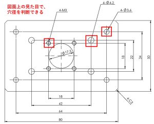 製品サイズが小さい場合は見た目で穴径判断可能