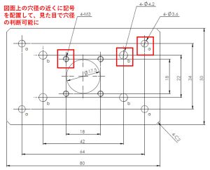 穴径の近くに記号を排して、穴径を見た目で判断可能に